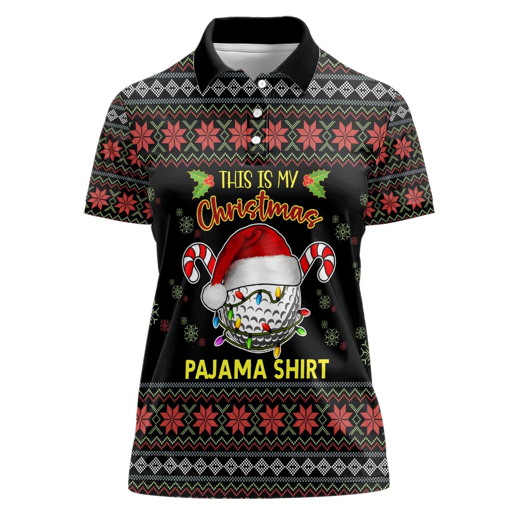 Golf Pajama Christmas Women Polo Shirt Xmas Holiday Patterns - Wonder Print Shop