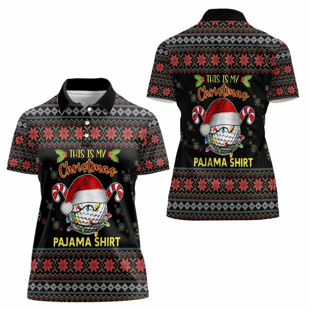 Golf Pajama Christmas Women Polo Shirt Xmas Holiday Patterns - Wonder Print Shop