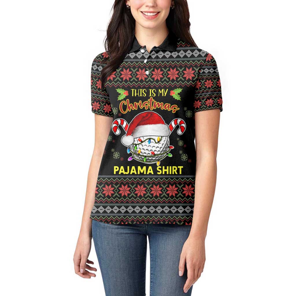 Golf Pajama Christmas Women Polo Shirt Xmas Holiday Patterns - Wonder Print Shop