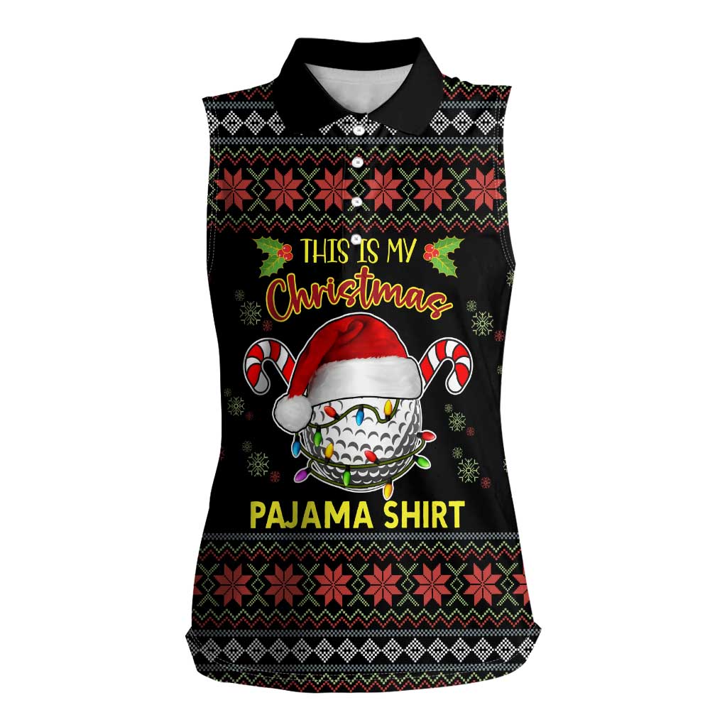 Golf Pajama Christmas Women Sleeveless Polo Shirt Xmas Holiday Patterns - Wonder Print Shop