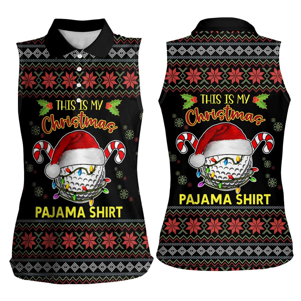 Golf Pajama Christmas Women Sleeveless Polo Shirt Xmas Holiday Patterns - Wonder Print Shop