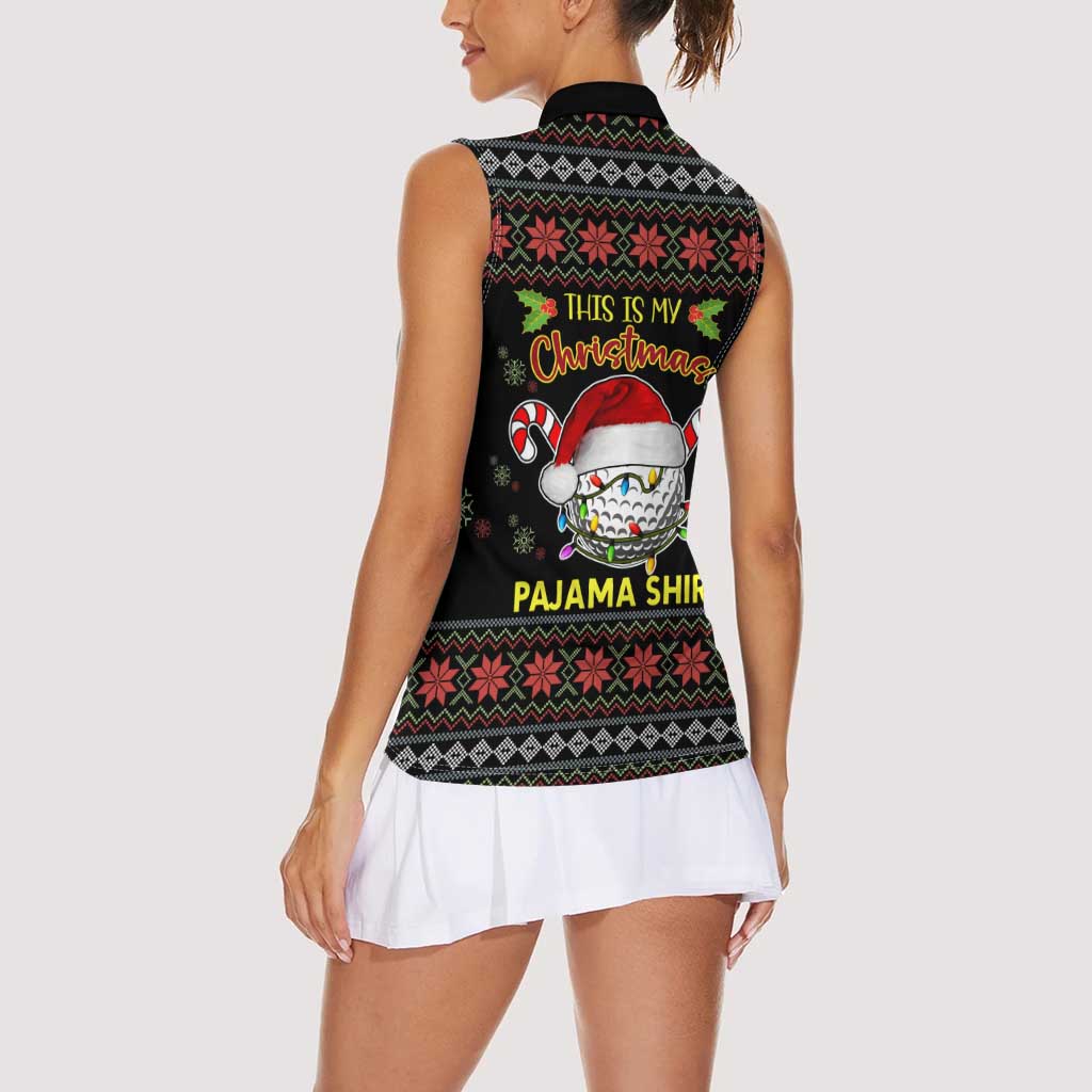 Golf Pajama Christmas Women Sleeveless Polo Shirt Xmas Holiday Patterns - Wonder Print Shop