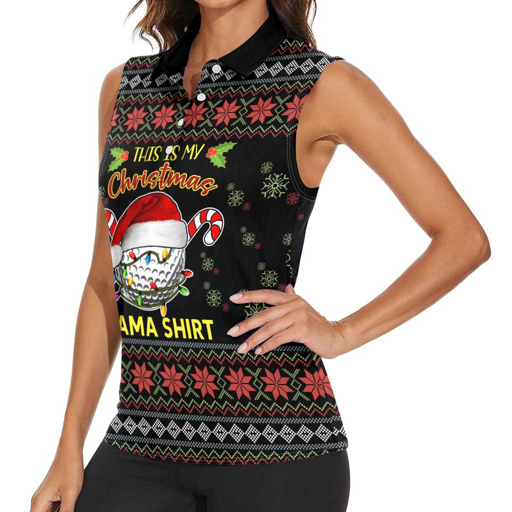 Golf Pajama Christmas Women Sleeveless Polo Shirt Xmas Holiday Patterns - Wonder Print Shop