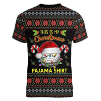 Golf Pajama Christmas Women V-Neck T-Shirt Xmas Holiday Patterns - Wonder Print Shop