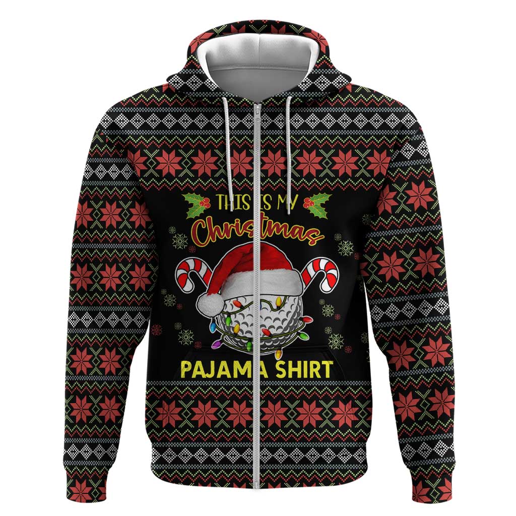 Golf Pajama Christmas Zip Hoodie Xmas Holiday Patterns - Wonder Print Shop