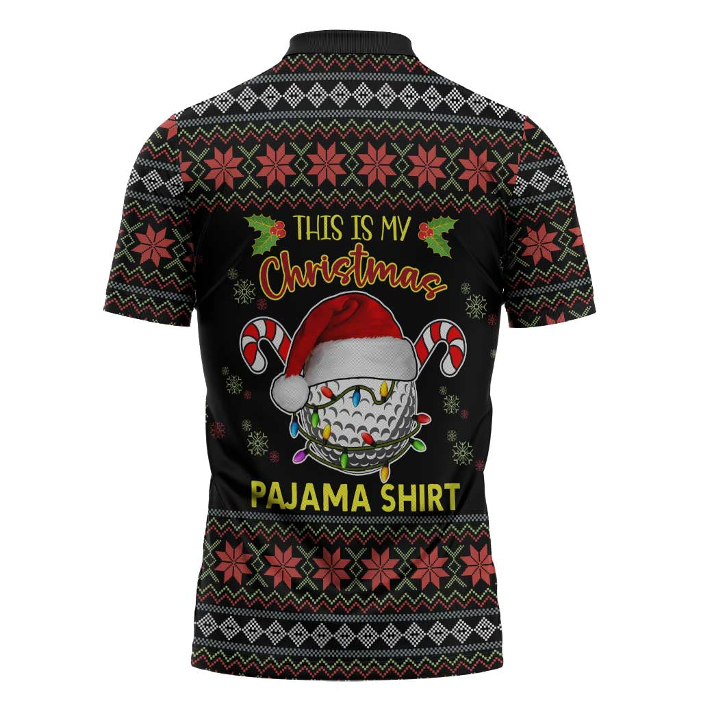 Golf Pajama Christmas Zipper Polo Shirt Xmas Holiday Patterns - Wonder Print Shop