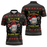 Golf Pajama Christmas Zipper Polo Shirt Xmas Holiday Patterns - Wonder Print Shop