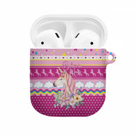 Unicorn Believe In Magic Christmas AirPods Case with Believe in Magic Quote Pink Hearts Stars and Rainbow - Wonder Print Shop