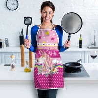 Unicorn Believe In Magic Christmas Apron with Believe in Magic Quote Pink Hearts Stars and Rainbow - Wonder Print Shop
