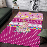 Unicorn Believe In Magic Christmas Area Rug with Believe in Magic Quote Pink Hearts Stars and Rainbow - Wonder Print Shop