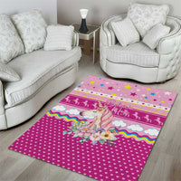 Unicorn Believe In Magic Christmas Area Rug with Believe in Magic Quote Pink Hearts Stars and Rainbow - Wonder Print Shop