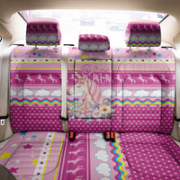 Unicorn Believe In Magic Christmas Back Car Seat Cover with Believe in Magic Quote Pink Hearts Stars and Rainbow - Wonder Print Shop
