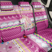 Unicorn Believe In Magic Christmas Back Car Seat Cover with Believe in Magic Quote Pink Hearts Stars and Rainbow - Wonder Print Shop