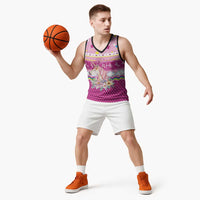 Unicorn Believe In Magic Christmas Basketball Jersey with Believe in Magic Quote Pink Hearts Stars and Rainbow - Wonder Print Shop