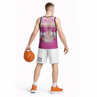 Unicorn Believe In Magic Christmas Basketball Jersey with Believe in Magic Quote Pink Hearts Stars and Rainbow - Wonder Print Shop