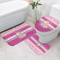 Unicorn Believe In Magic Christmas Bathroom Set with Believe in Magic Quote Pink Hearts Stars and Rainbow - Wonder Print Shop