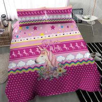 Unicorn Believe In Magic Christmas Bedding Set with Believe in Magic Quote Pink Hearts Stars and Rainbow - Wonder Print Shop