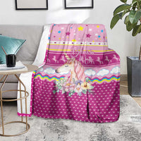 Unicorn Believe In Magic Christmas Blanket with Believe in Magic Quote Pink Hearts Stars and Rainbow - Wonder Print Shop