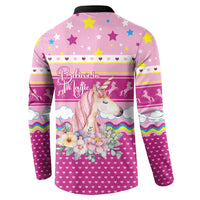 Unicorn Believe In Magic Christmas Button Sweatshirt with Believe in Magic Quote Pink Hearts Stars and Rainbow - Wonder Print Shop