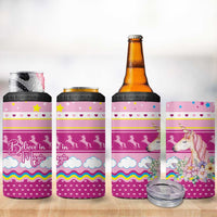 Unicorn Believe In Magic Christmas 4 in 1 Can Cooler Tumbler with Believe in Magic Quote Pink Hearts Stars and Rainbow - Wonder Print Shop