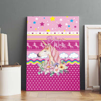 Unicorn Believe In Magic Christmas Canvas Wall Art with Believe in Magic Quote Pink Hearts Stars and Rainbow - Wonder Print Shop