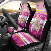 Unicorn Believe In Magic Christmas Car Seat Cover with Believe in Magic Quote Pink Hearts Stars and Rainbow - Wonder Print Shop