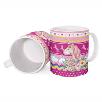 Unicorn Believe In Magic Christmas Ceramic Mug with Believe in Magic Quote Pink Hearts Stars and Rainbow - Wonder Print Shop