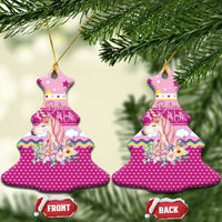 Unicorn Believe In Magic Christmas Ceramic Ornament with Believe in Magic Quote Pink Hearts Stars and Rainbow - Wonder Print Shop