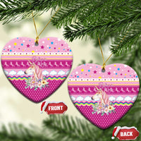 Unicorn Believe In Magic Christmas Ceramic Ornament with Believe in Magic Quote Pink Hearts Stars and Rainbow - Wonder Print Shop