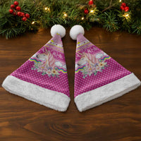 Unicorn Believe In Magic Christmas Santa Hat with Believe in Magic Quote Pink Hearts Stars and Rainbow - Wonder Print Shop
