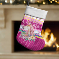 Unicorn Believe In Magic Christmas Stocking with Believe in Magic Quote Pink Hearts Stars and Rainbow - Wonder Print Shop