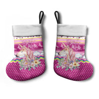 Unicorn Believe In Magic Christmas Stocking with Believe in Magic Quote Pink Hearts Stars and Rainbow - Wonder Print Shop