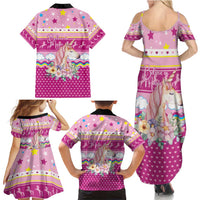 Unicorn Believe In Magic Christmas Family Matching Summer Maxi Dress and Hawaiian Shirt with Believe in Magic Quote Pink Hearts Stars and Rainbow - Wonder Print Shop