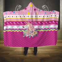 Unicorn Believe In Magic Christmas Hooded Blanket with Believe in Magic Quote Pink Hearts Stars and Rainbow - Wonder Print Shop