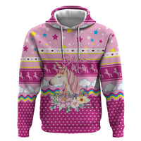 Unicorn Believe In Magic Christmas Hoodie with Believe in Magic Quote Pink Hearts Stars and Rainbow - Wonder Print Shop