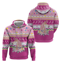Unicorn Believe In Magic Christmas Hoodie with Believe in Magic Quote Pink Hearts Stars and Rainbow - Wonder Print Shop