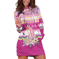 Unicorn Believe In Magic Christmas Hoodie Dress with Believe in Magic Quote Pink Hearts Stars and Rainbow - Wonder Print Shop