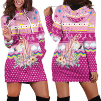 Unicorn Believe In Magic Christmas Hoodie Dress with Believe in Magic Quote Pink Hearts Stars and Rainbow - Wonder Print Shop