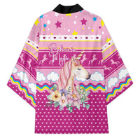 Unicorn Believe In Magic Christmas Kimono with Believe in Magic Quote Pink Hearts Stars and Rainbow - Wonder Print Shop