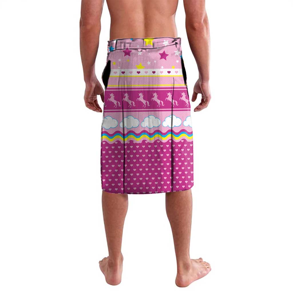 Unicorn Believe In Magic Christmas Lavalava with Believe in Magic Quote Pink Hearts Stars and Rainbow - Wonder Print Shop