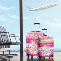Unicorn Believe In Magic Christmas Luggage Cover with Believe in Magic Quote Pink Hearts Stars and Rainbow - Wonder Print Shop