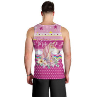 Unicorn Believe In Magic Christmas Men Tank Top with Believe in Magic Quote Pink Hearts Stars and Rainbow - Wonder Print Shop