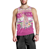Unicorn Believe In Magic Christmas Men Tank Top with Believe in Magic Quote Pink Hearts Stars and Rainbow - Wonder Print Shop