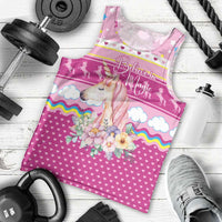 Unicorn Believe In Magic Christmas Men Tank Top with Believe in Magic Quote Pink Hearts Stars and Rainbow - Wonder Print Shop