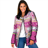 Unicorn Believe In Magic Christmas Padded Jacket with Believe in Magic Quote Pink Hearts Stars and Rainbow - Wonder Print Shop