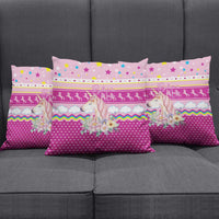 Unicorn Believe In Magic Christmas Pillow Cover with Believe in Magic Quote Pink Hearts Stars and Rainbow - Wonder Print Shop