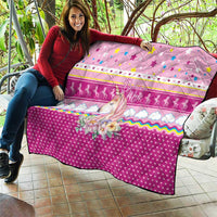 Unicorn Believe In Magic Christmas Quilt with Believe in Magic Quote Pink Hearts Stars and Rainbow - Wonder Print Shop