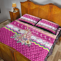 Unicorn Believe In Magic Christmas Quilt Bed Set with Believe in Magic Quote Pink Hearts Stars and Rainbow - Wonder Print Shop