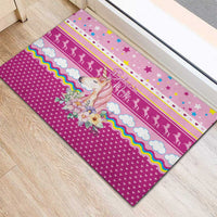 Unicorn Believe In Magic Christmas Rubber Doormat with Believe in Magic Quote Pink Hearts Stars and Rainbow - Wonder Print Shop