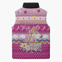 Unicorn Believe In Magic Christmas Sleeveless Puffer Jacket with Believe in Magic Quote Pink Hearts Stars and Rainbow - Wonder Print Shop